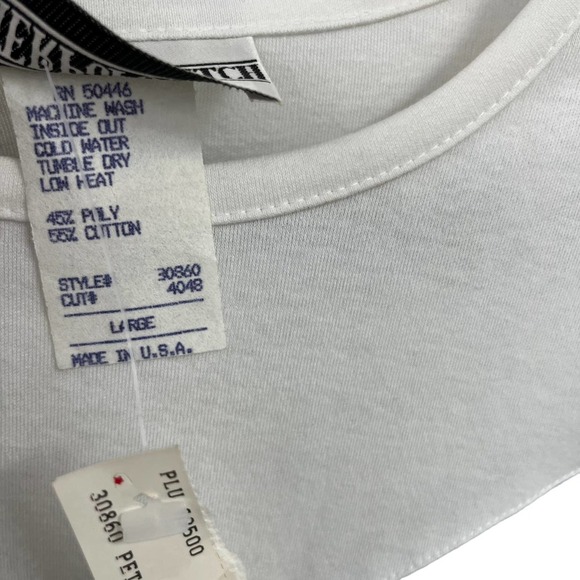 NWT Vintage Peter Popovitch White Blue Denim Rhinestone Studded Tee Large - Picture 3 of 6